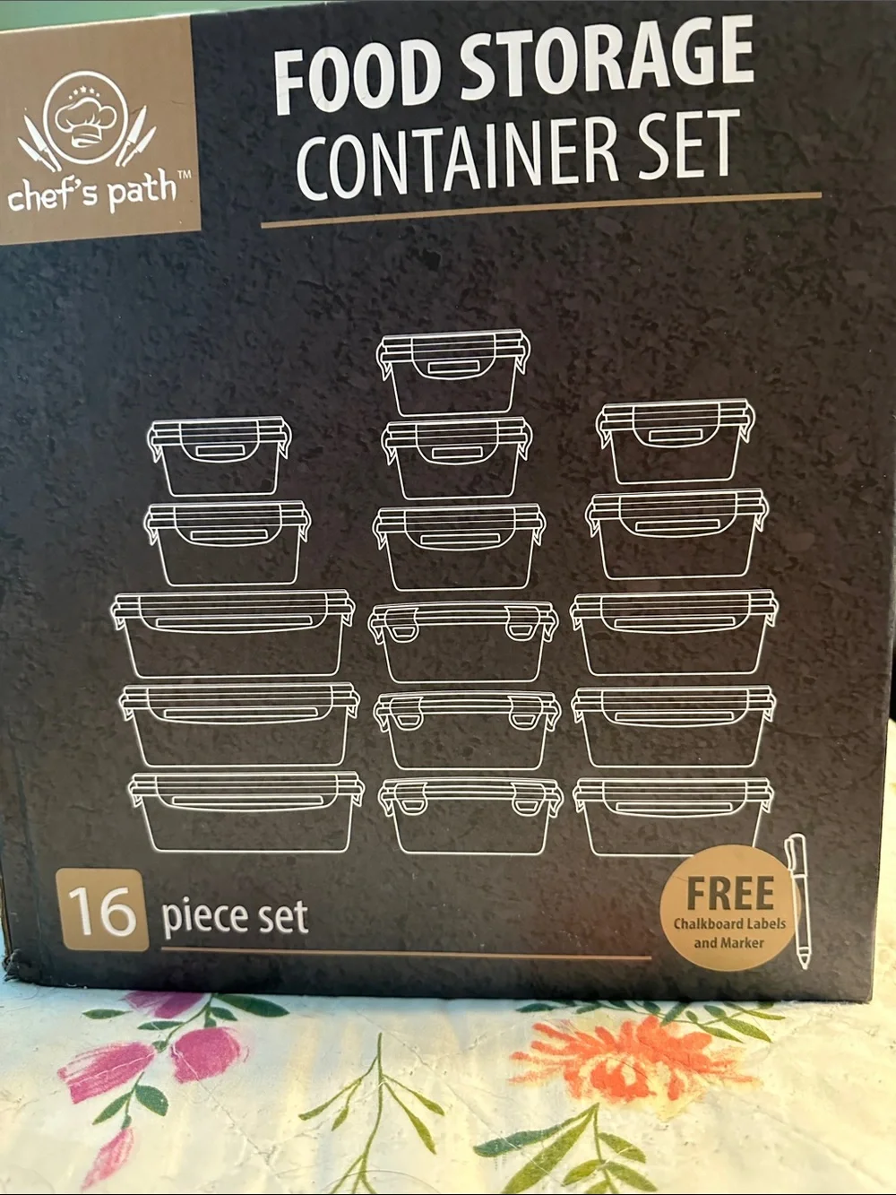 Black Food Storage Container Set - 16 Piece